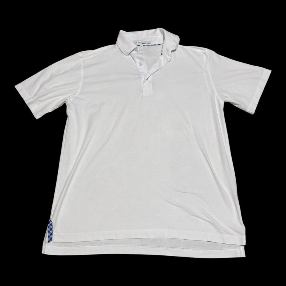 Bald Head Blues Preppy White Stained‎ Cotton Spandex Polo Shirt Adult Small